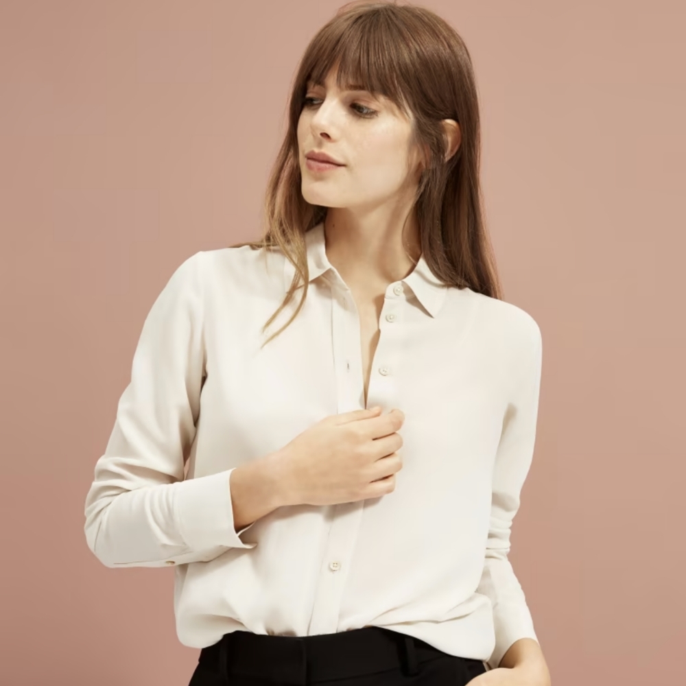 Everlane | The Clean Silk Relaxed Shirt | Stone | size 2